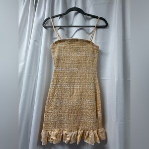 Wild Fable Yellow Gingham Smocked Mini Dress Size S